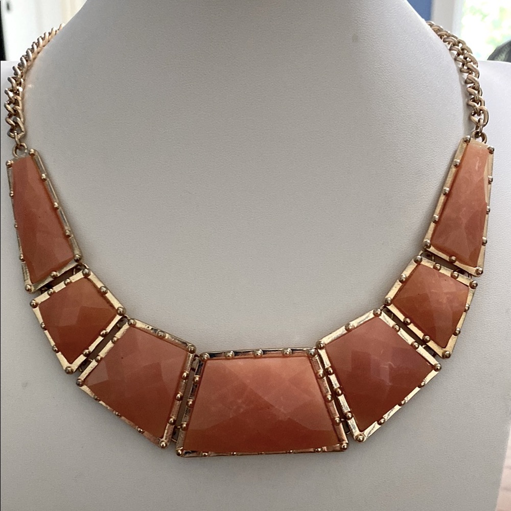 10/$10 Gold tone and peach Statement Necklace
